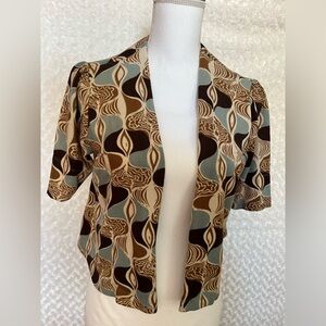 Pixies retro printed cropped shrug sweater size small